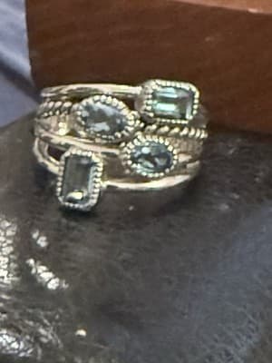 Stacked Light Blue Topaz Ring Size 7 New Sterling Silver 925 - Thumbnail 5