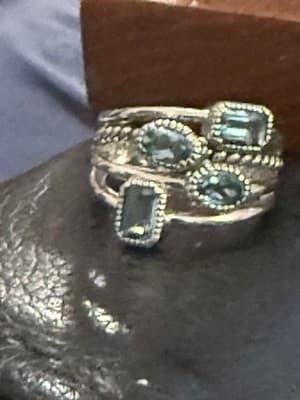 Stacked Light Blue Topaz Ring Size 7 New Sterling Silver 925 - Thumbnail 3