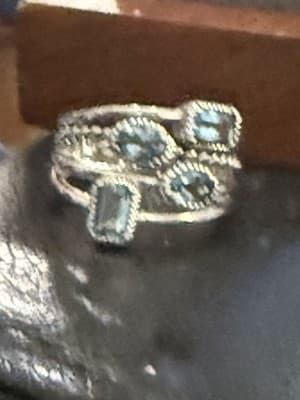 Stacked Light Blue Topaz Ring Size 7 New Sterling Silver 925 - Thumbnail 4