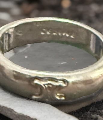 Celine Sterling Silver Band With Cc On Front Size 7 - Thumbnail 2