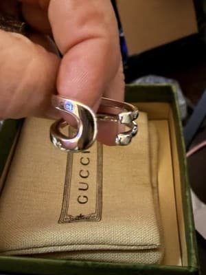 Gucci Italy Sterling Silver Diagonal Logo Band Ring Size 7 - Thumbnail 4
