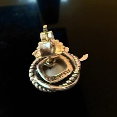 David Yurman Sterling Silver 14k Earrings Blue Topaz Cushion Albino - Thumbnail 4