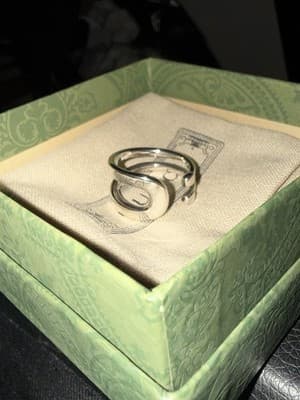 Gucci Italy Sterling Silver Diagonal Logo Band Ring Size 7 - Thumbnail 3