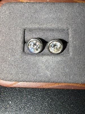 Platinum 3.0 Ctw Lab Diamond Earrings Solitaire Bezel Earrings - Thumbnail 6