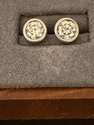 Platinum 3.0 Ctw Lab Diamond Earrings Solitaire Bezel Earrings - Thumbnail 5