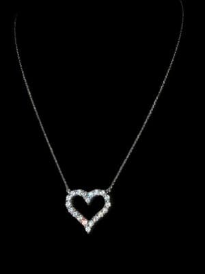 14 Kt Heart 3 Ctw Lab Diamond Heart Shaped Necklace 18 Inches - Image 1