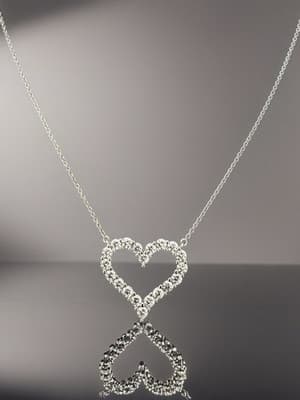 14 Kt Heart 3 Ctw Lab Diamond Heart Shaped Necklace 18 Inches - Thumbnail 3