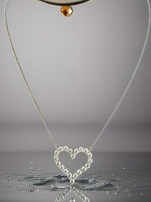 14 Kt Heart 3 Ctw Lab Diamond Heart Shaped Necklace 18 Inches - Thumbnail 2