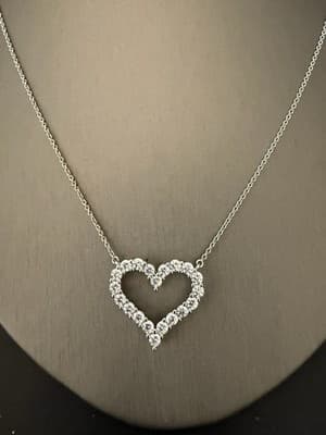 14 Kt Heart 3 Ctw Lab Diamond Heart Shaped Necklace 18 Inches - Thumbnail 4