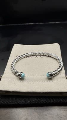 David Yurman Blue Turquoise Men’s Cable Bracelet Unisex Size Large - Thumbnail 4