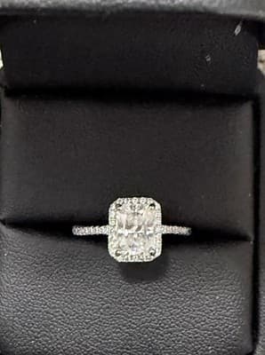Lab Created 3 Ct Diamond Ring Size 7 14 K Solid White Gold - Thumbnail 4