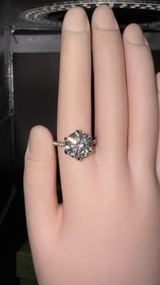 Lab Created Diamond 4 Ct 14 Kt Solid White Gold Ring Size 7 - Thumbnail 5