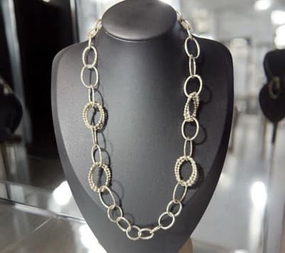 Michael Dawkins Sterling Silver 925 Starry Night Oval Chain Necklace18 In - Thumbnail 4