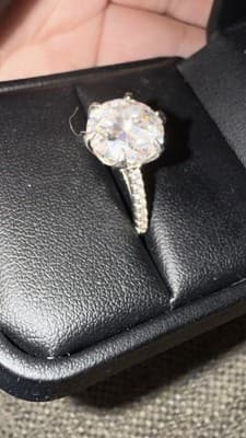 Lab Created Diamond 4 Ct 14 Kt Solid White Gold Ring Size 7 - Thumbnail 2