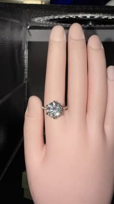 Lab Created Diamond 4 Ct 14 Kt Solid White Gold Ring Size 7 - Thumbnail 3