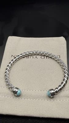 David Yurman Blue Turquoise Men’s Cable Bracelet Unisex Size Large - Thumbnail 5