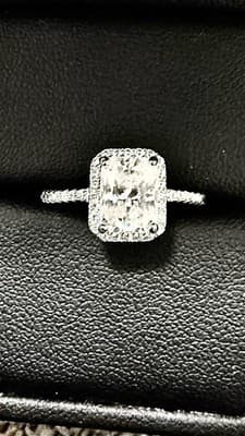 Lab Created 3 Ct Diamond Ring Size 7 14 K Solid White Gold - Thumbnail 3