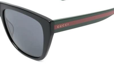 GUCCI GG0024S 003 Round SquareBlack Grey 58 mm Mena Sunglasses - Thumbnail 3