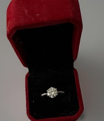 2 Ct Lab Created Diamond Engagement Ring 14 K Solid White Gold Ring Sz 7 - Thumbnail 4