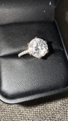 Lab Created Diamond 4 Ct 14 Kt Solid White Gold Ring Size 7 - Thumbnail 4