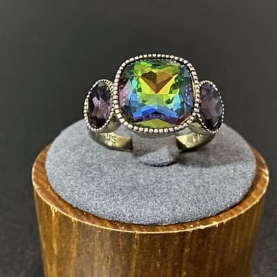 Heidi Daus "Princess"Crystal-Accented 3 Stone Ring - 9 - Thumbnail 5