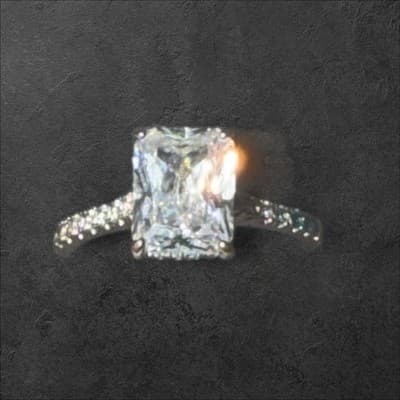 14 Kt White Gold Lab Created Diamond Ring 3 Ctw Princess Cut Ring Size 7 - Thumbnail 4