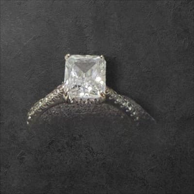 14 Kt White Gold Lab Created Diamond Ring 3 Ctw Princess Cut Ring Size 7 - Thumbnail 2