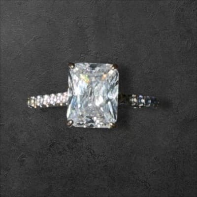 14 Kt White Gold Lab Created Diamond Ring 3 Ctw Princess Cut Ring Size 7 - Thumbnail 5