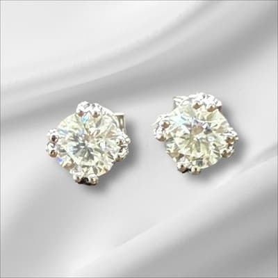3 Ct Lab Created Diamond Earring Studs 14 K Solid Gold White - Thumbnail 3