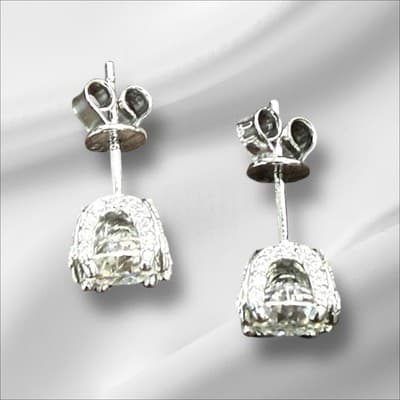 3 Ct Lab Created Diamond Earring Studs 14 K Solid Gold White - Thumbnail 6