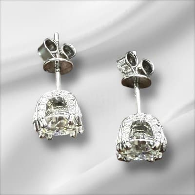 3 Ct Lab Created Diamond Earring Studs 14 K Solid Gold White - Thumbnail 4