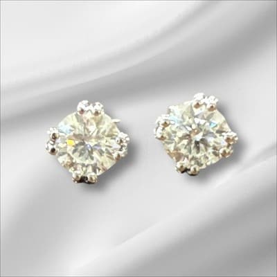 3 Ct Lab Created Diamond Earring Studs 14 K Solid Gold White - Thumbnail 2