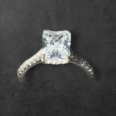 14 Kt White Gold Lab Created Diamond Ring 3 Ctw Princess Cut Ring Size 7 - Thumbnail 3