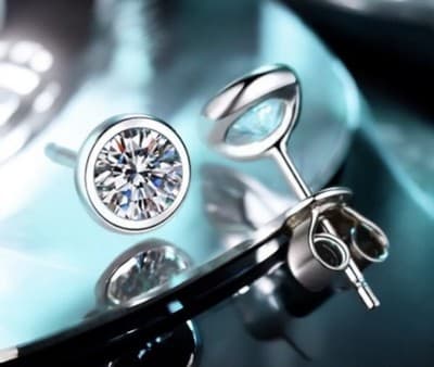 1ctw Lab Diamond Premium Bezel 14 Kt White Gold Earrings - Thumbnail 2