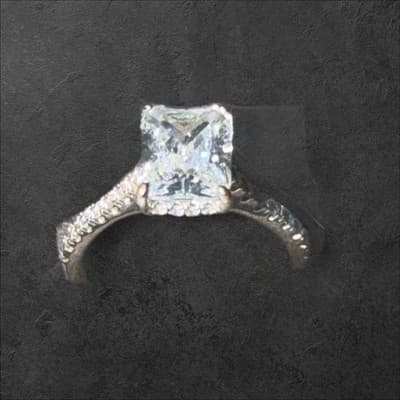 14 Kt White Gold Lab Created Diamond Ring 3 Ctw Princess Cut Ring Size 7 - Image 1
