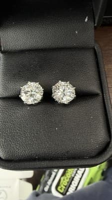 14 Kt White Gold Lab Created Stud Diamond Earrings 4 Ctw - Image 1
