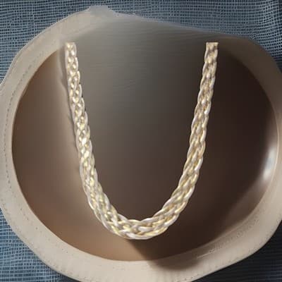Rose And Yellow Gold Sterling Necklace Silver Braided Chain 22 Inches - Image 1