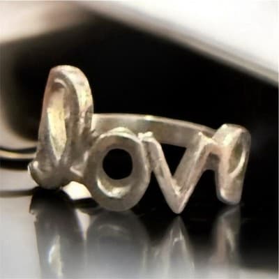 Sterling Silver Love Ring Size 9 - Thumbnail 4
