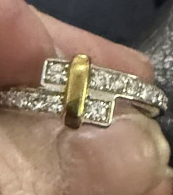 Lab Grown Diamonds 18 Kt And Sterling Silver Ring Size 7 - Thumbnail 2