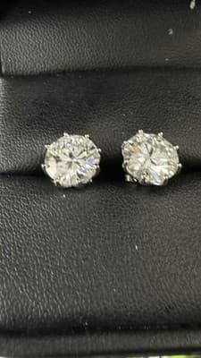 14 Kt White Gold Lab Created Stud Diamond Earrings 4 Ctw - Thumbnail 2