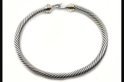 David Yurman SS/18KRG 4mm Cable Hook Bracelet - Thumbnail 4