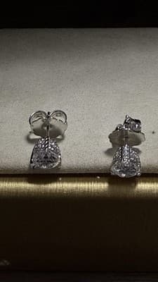 14 K 3 Ctw Lab Created Diamond Earrings With screw Backs - Thumbnail 2