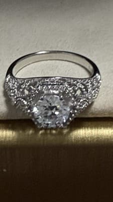 Lab Created Diamond Size 7 Sterling Silver Beautiful Ring - Thumbnail 2