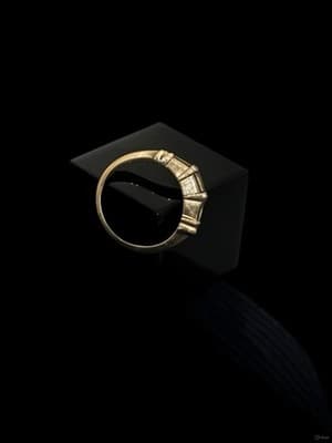 14K Yellow Gold Baguette Natural Diamond Wedding Band MZ1628 - Thumbnail 2