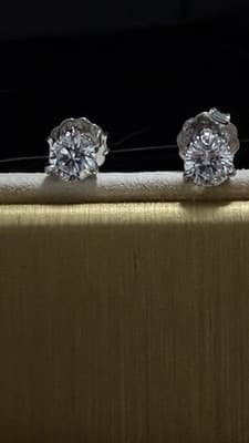 14 K 3 Ctw Lab Created Diamond Earrings With screw Backs - Thumbnail 3