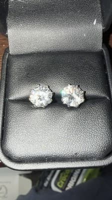 14 Kt White Gold Lab Created Stud Diamond Earrings 4 Ctw - Thumbnail 4