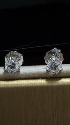 14 K 3 Ctw Lab Created Diamond Earrings With screw Backs - Thumbnail 6