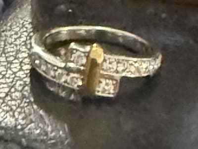 Lab Grown Diamonds 18 Kt And Sterling Silver Ring Size 7 - Thumbnail 5