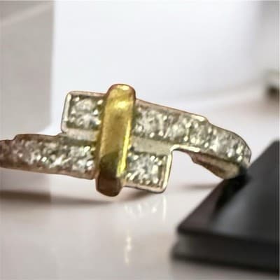 Lab Grown Diamonds 18 Kt And Sterling Silver Ring Size 7 - Thumbnail 8