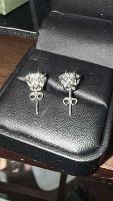 14 Kt White Gold Lab Created Stud Diamond Earrings 4 Ctw - Thumbnail 7